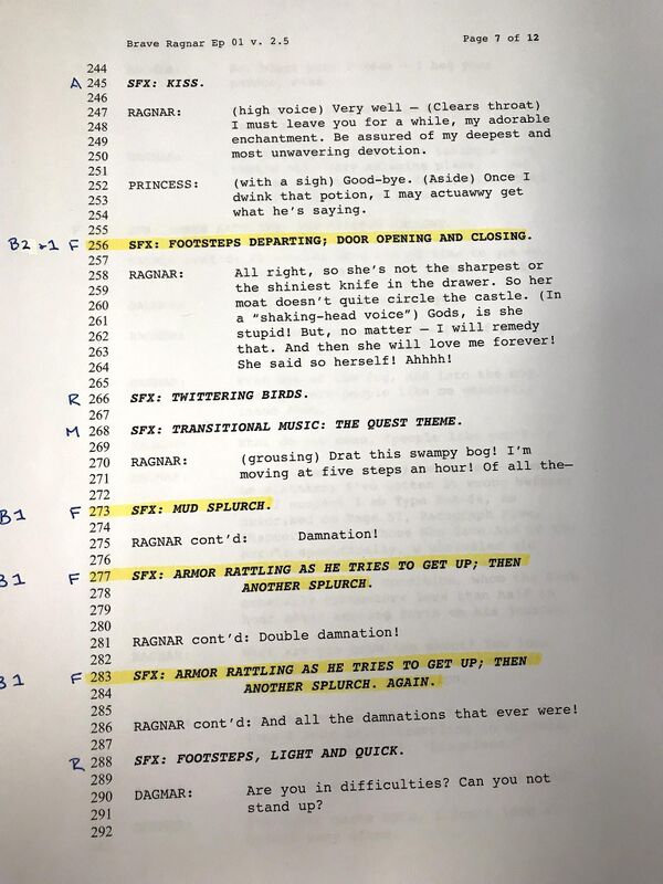 Foley script markup example